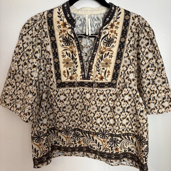 By Anthropologie Pleated Puff-Sleeve Blouse - Medium - Picture 1 of 6